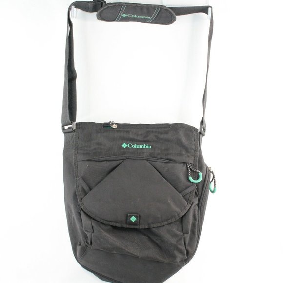 Columbia Handbags - Columbia Expandable Black Nylon Cross Body Diaper Bag Multi Pockets Backpack